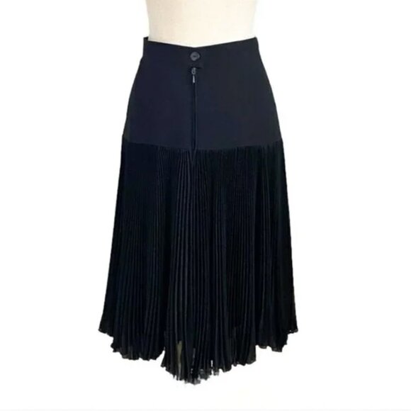 LOUIS FERAUD BLACK HIGH RISE PLEATED MIDI SKIRT - 10 - Picture 4 of 7